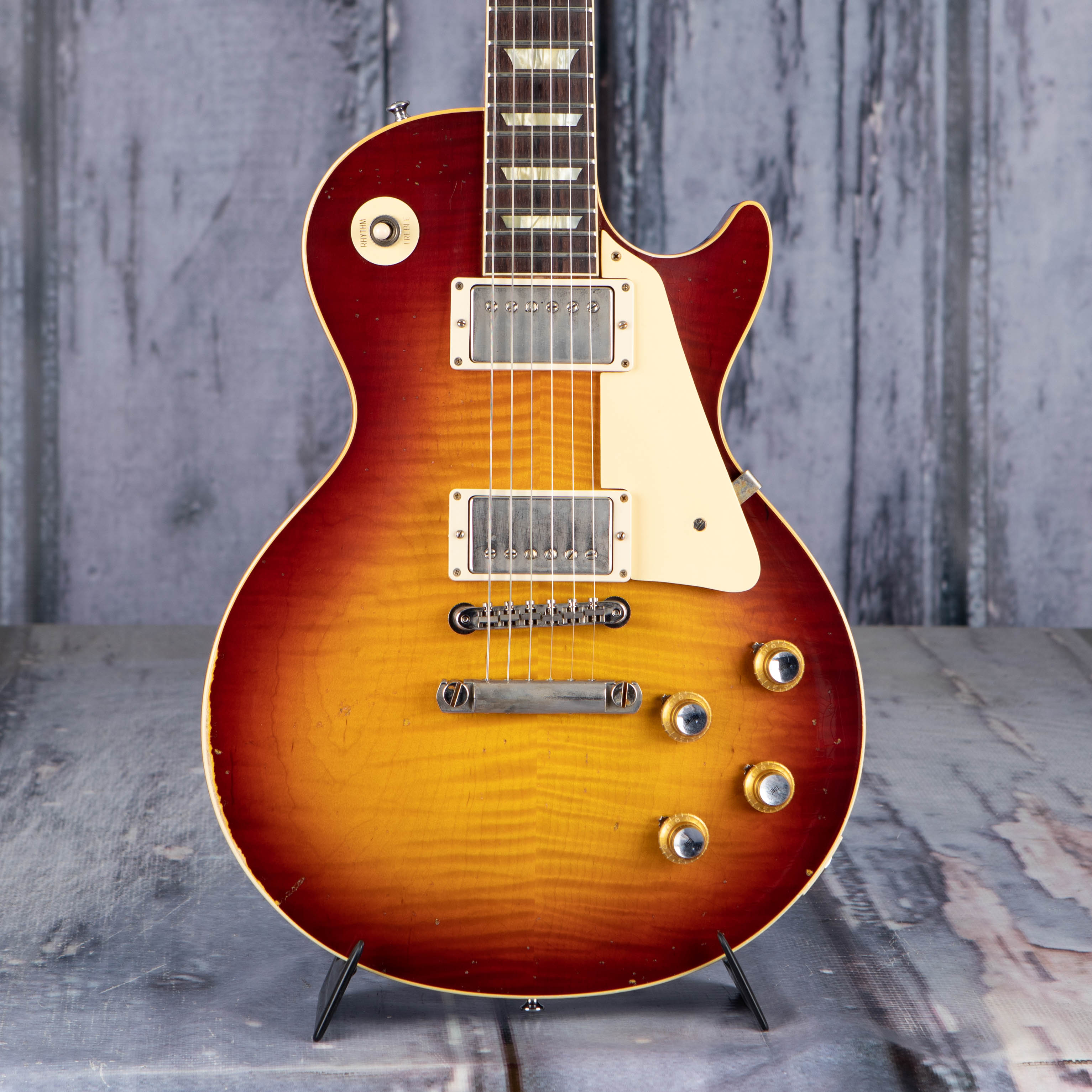 Gibson Custom Shop 1960 Les Paul Standard Reissue Murphy Lab Light Aged Electric Guitar, Tomato Soup Burst, front closeup