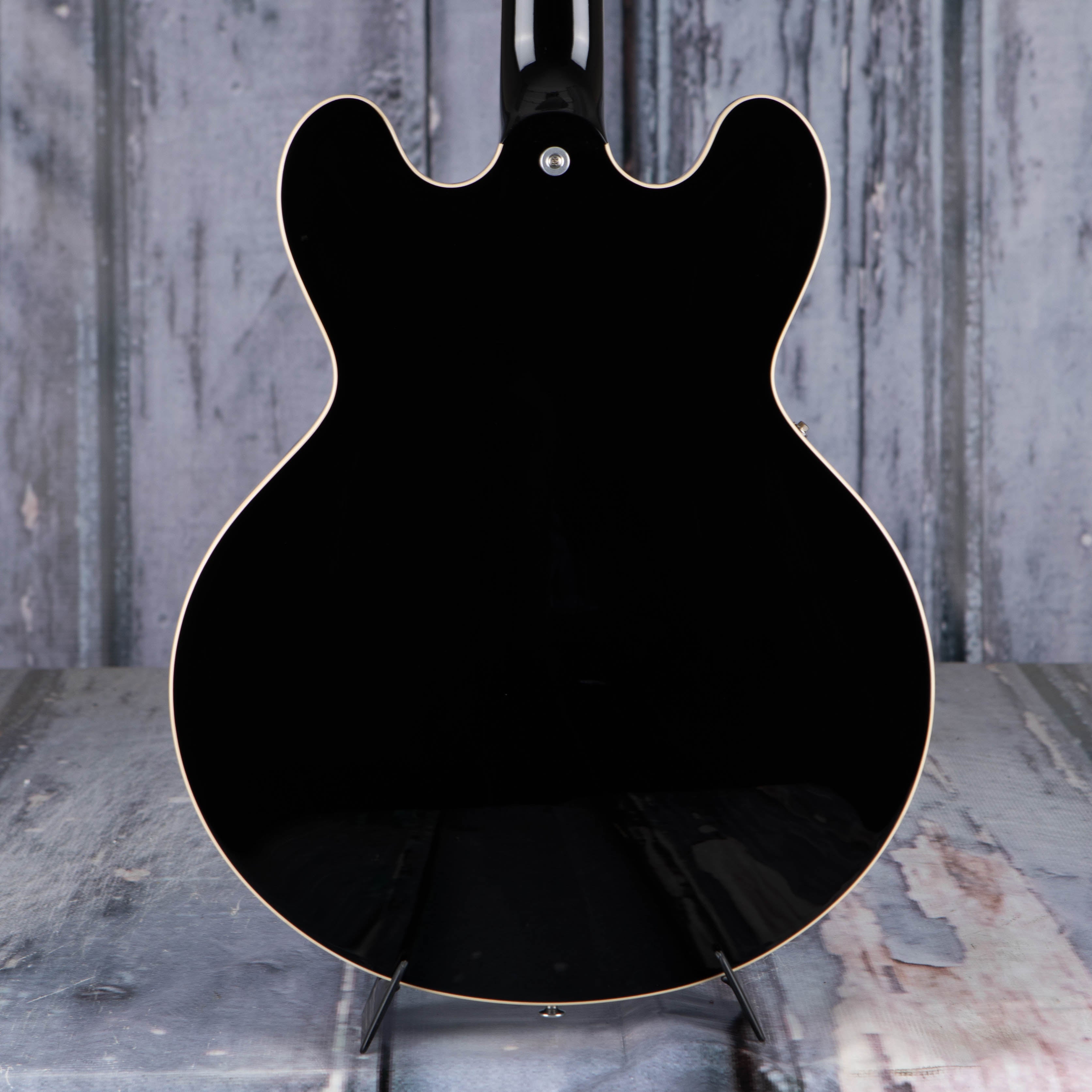 Gibson USA ES-335 Left-Handed Semi-Hollowbody Guitar, Vintage Ebony, back closeup