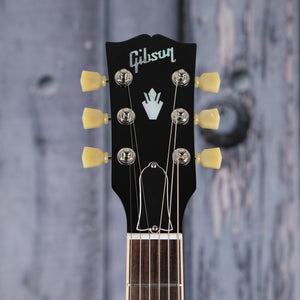 Gibson USA ES-335 Left-Handed Semi-Hollowbody Guitar, Vintage Ebony, front headstock