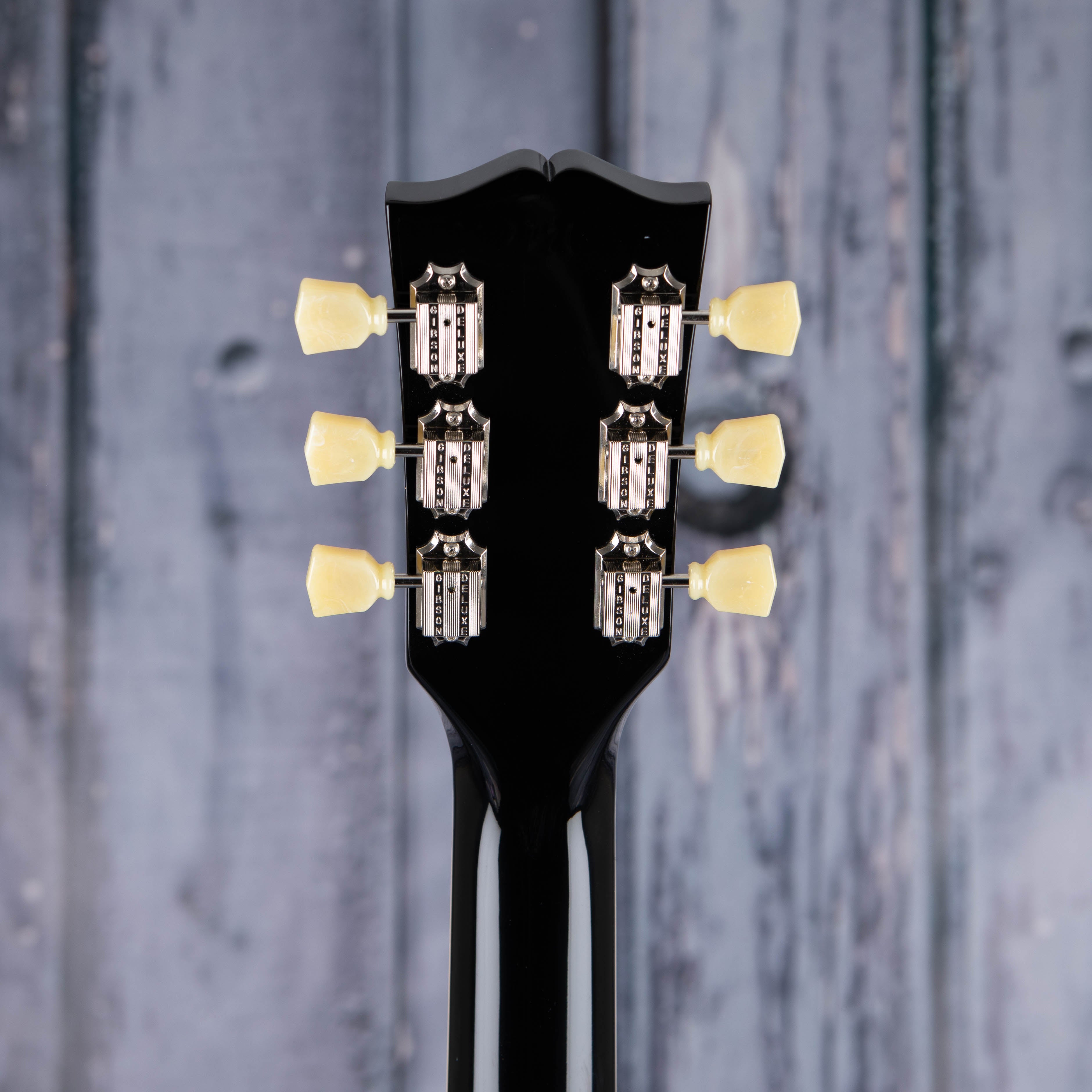 Gibson USA ES-335 Left-Handed Semi-Hollowbody Guitar, Vintage Ebony, back headstock
