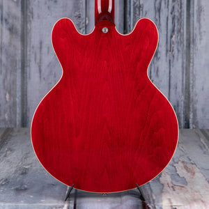 Gibson USA ES-335 Left-Handed Semi-Hollowbody Guitar, Sixties Cherry, back closeup