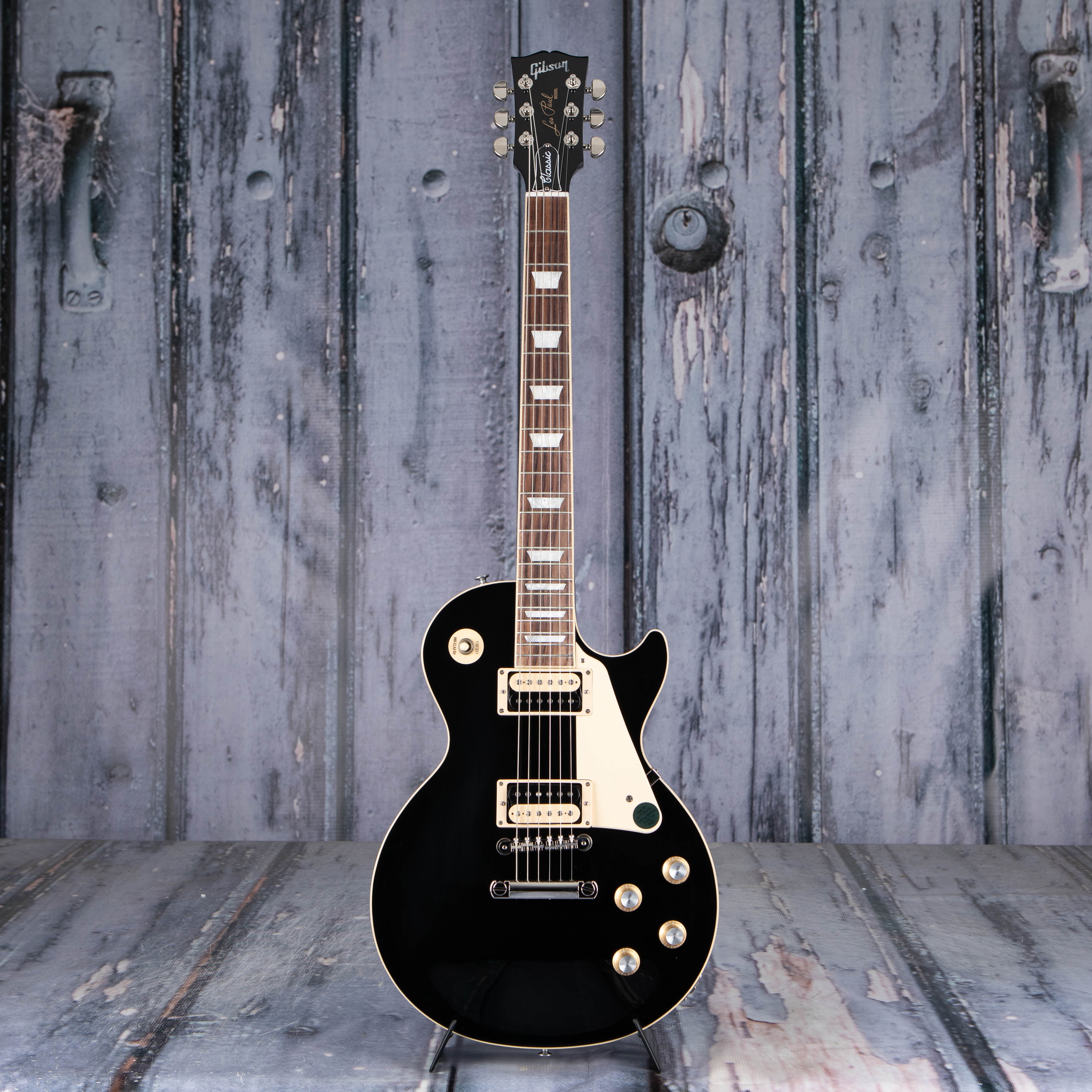 Gibson USA Les Paul Classic Electric Guitar, Ebony, front