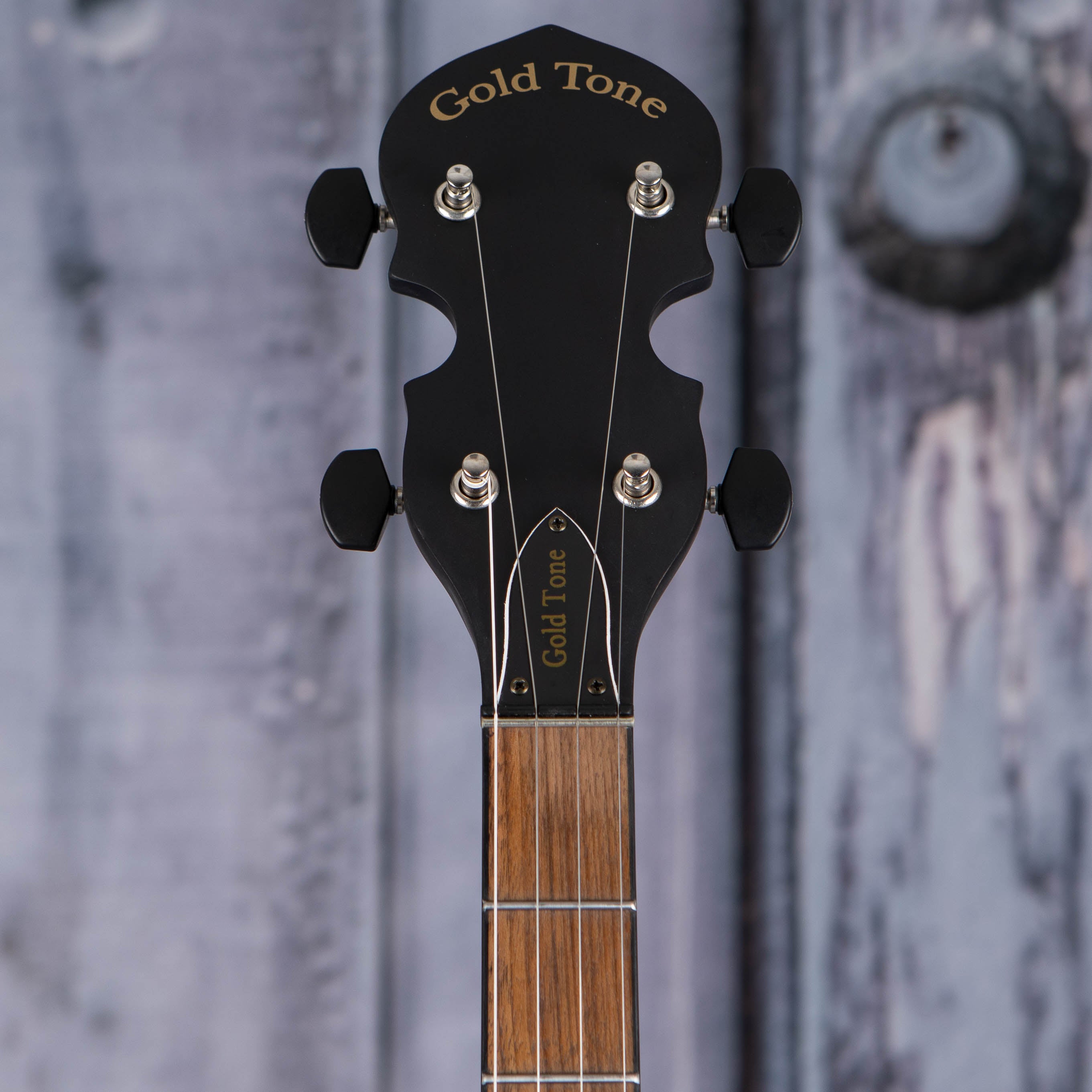 Gold Tone AC-1 Acoustic Composite Banjo, Satin Black, front headstock