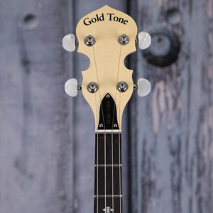 Gold Tone CC-100R Cripple Creek Resonator Banjo, Natural Gloss, front headstock