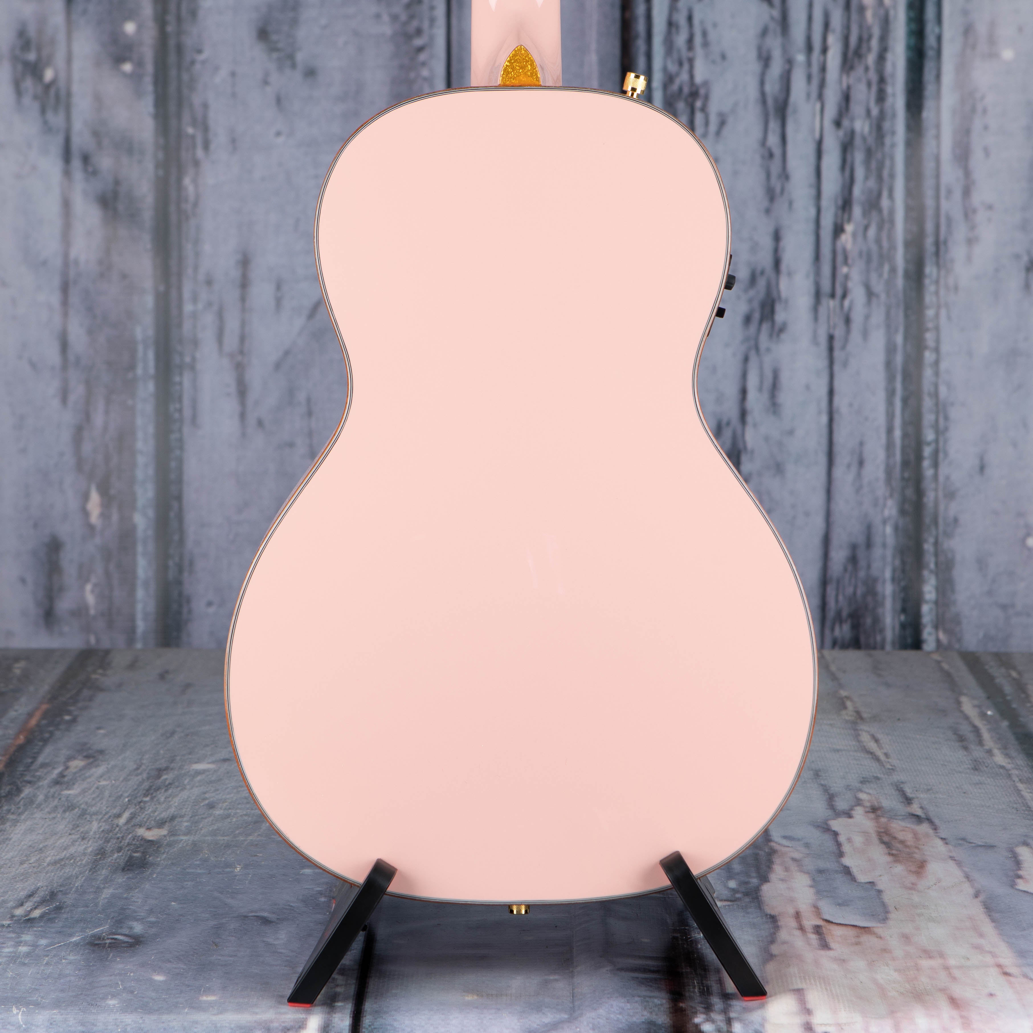 Gretsch G5021E Rancher Penguin Parlor Acoustic/Electric Guitar, Shell Pink, back closeup