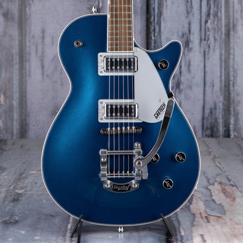 Gretsch G5230T Electromatic Jet FT Single-Cut W/ Bigsby Electric Guitar, Aleutian Blue, front closeup