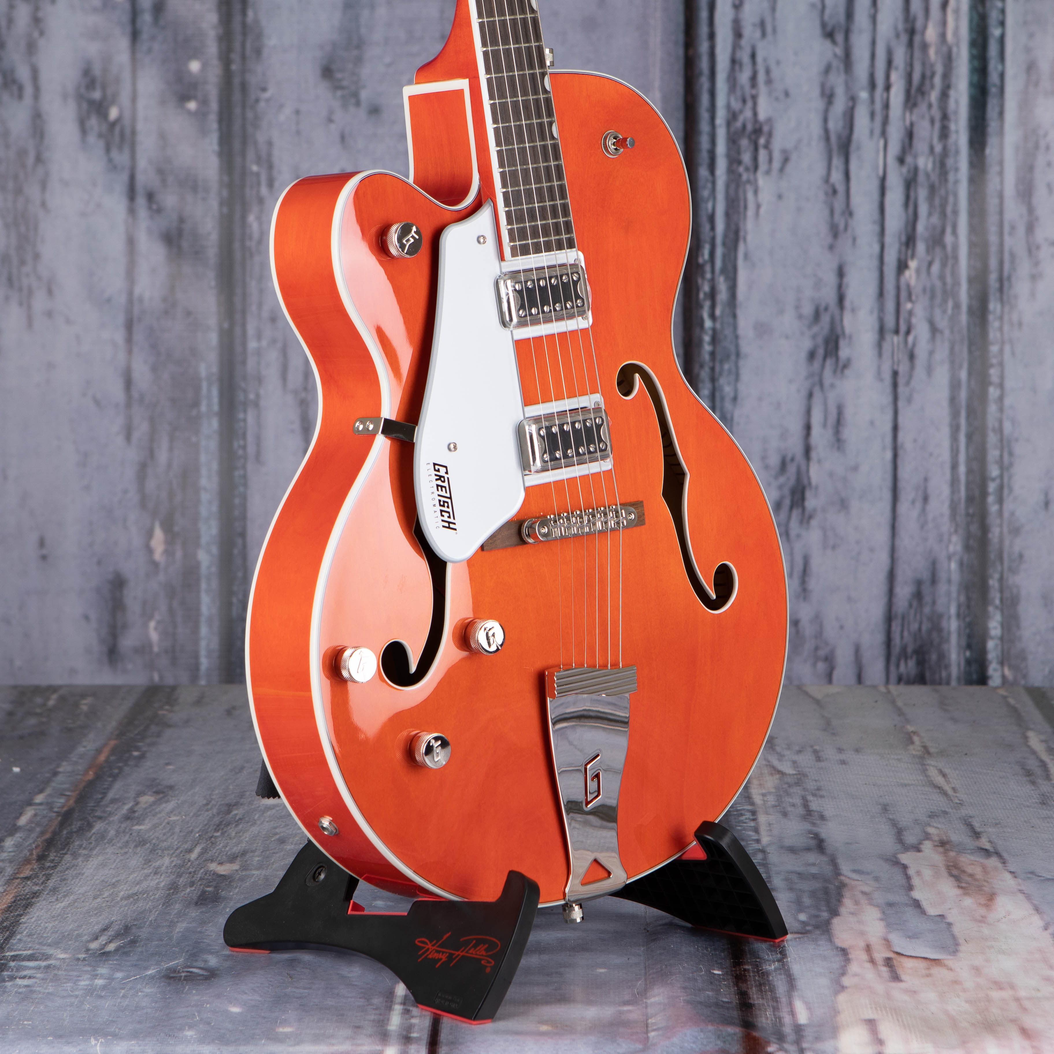 Gretsch G5420LH Electromatic Classic Hollow Body Single-Cut Left-Handed Guitar, Orange Stain, angle