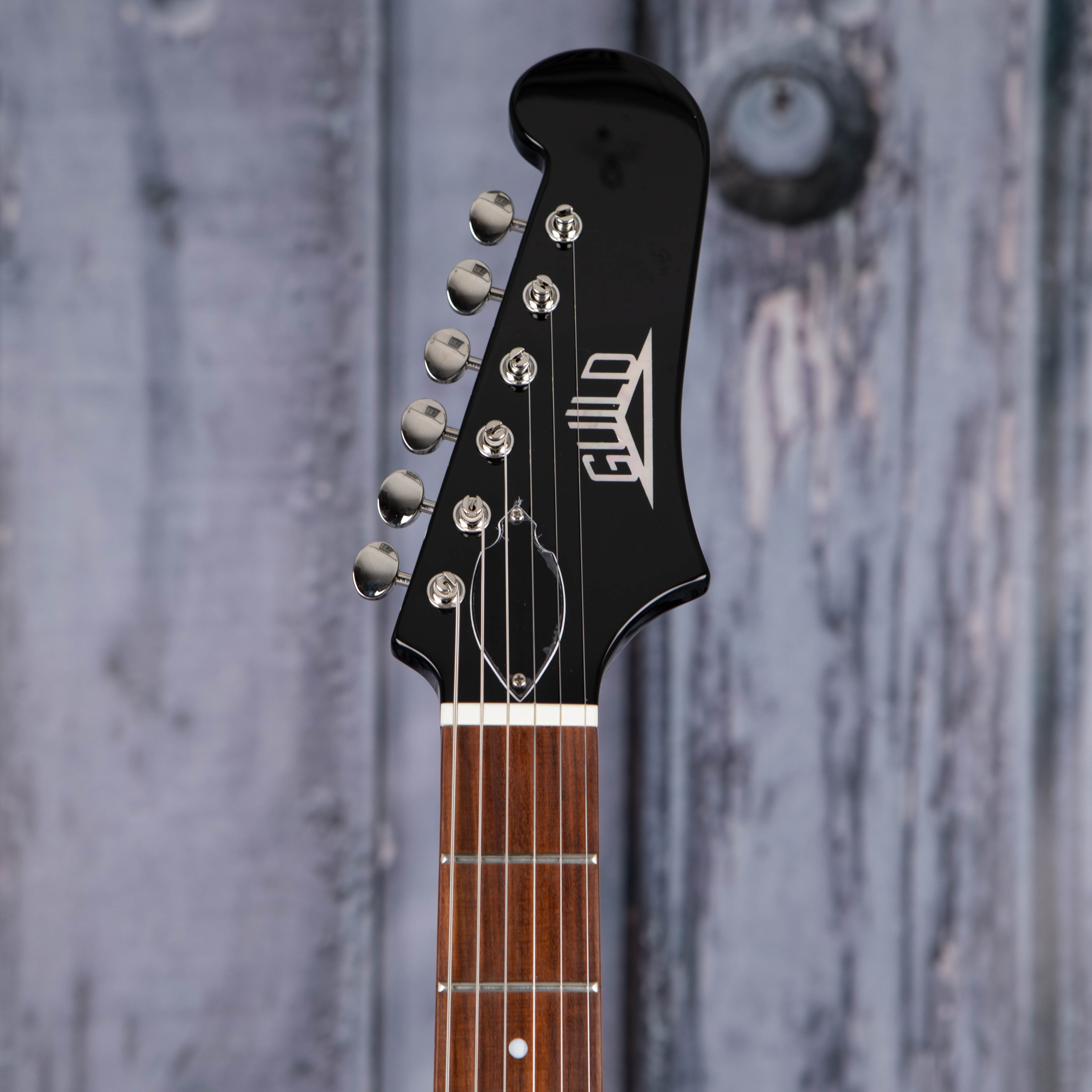 Guild Jetstar ST Electric Guitar, Black, front headstock
