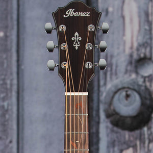 Ibanez AE295L Acoustic/Electric Guitar, Natural Low Gloss, front headstock