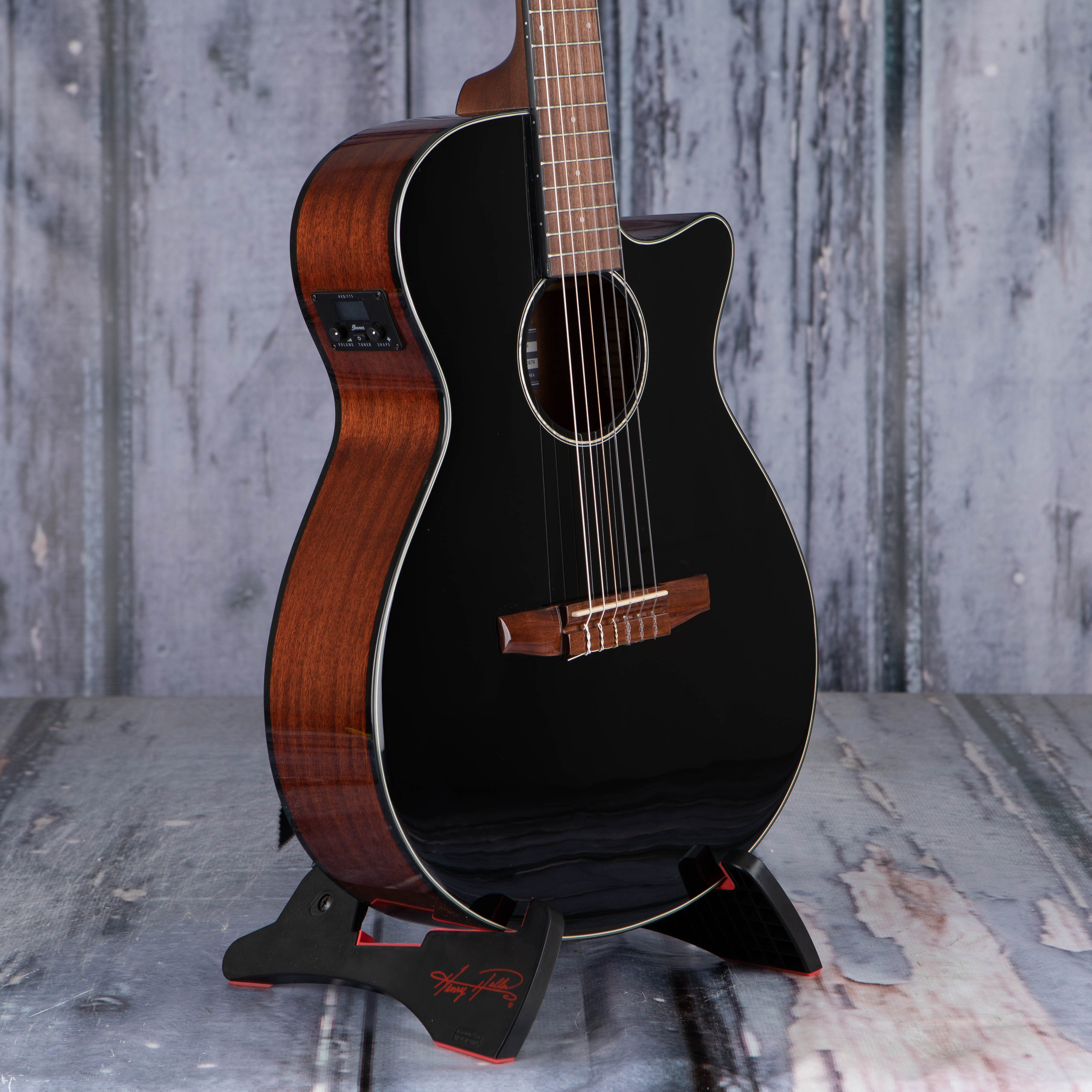 Ibanez AEG50N Classical Acoustic/Electric Guitar, Black High Gloss, angle