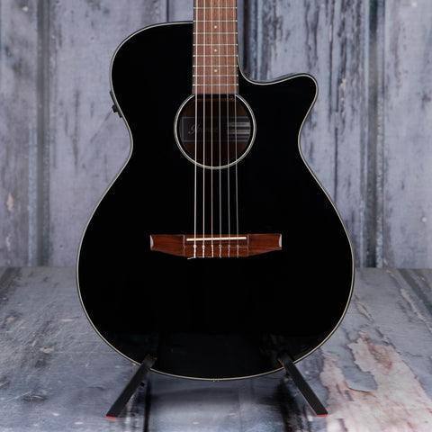 Ibanez AEG50N Classical Acoustic/Electric Guitar, Black High Gloss, front closeup