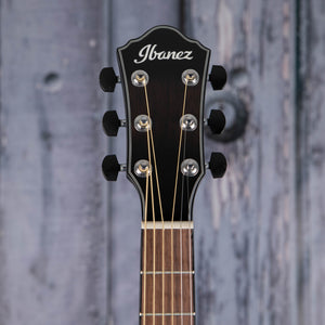 Ibanez AEWC400 Acoustic/Electric Guitar, Transparent Black Sunburst High Gloss, front headstock