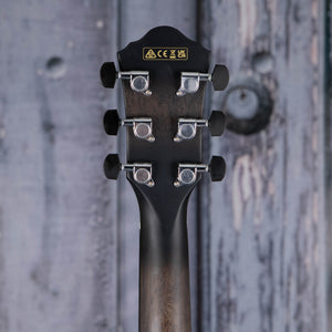 Ibanez AEWC400 Acoustic/Electric Guitar, Transparent Black Sunburst High Gloss, back headstock