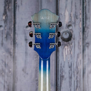 Ibanez Artcore AF75 Hollowbody Guitar, Jet Blue Burst, back headstock