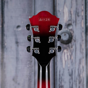 Ibanez Artcore AF75 Hollowbody Guitar, Transparent Red Sunburst, back headstock
