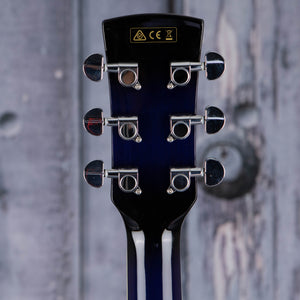 Ibanez PF15ECE Acoustic/Electric Guitar, Transparent Blue Sunburst, back headstock