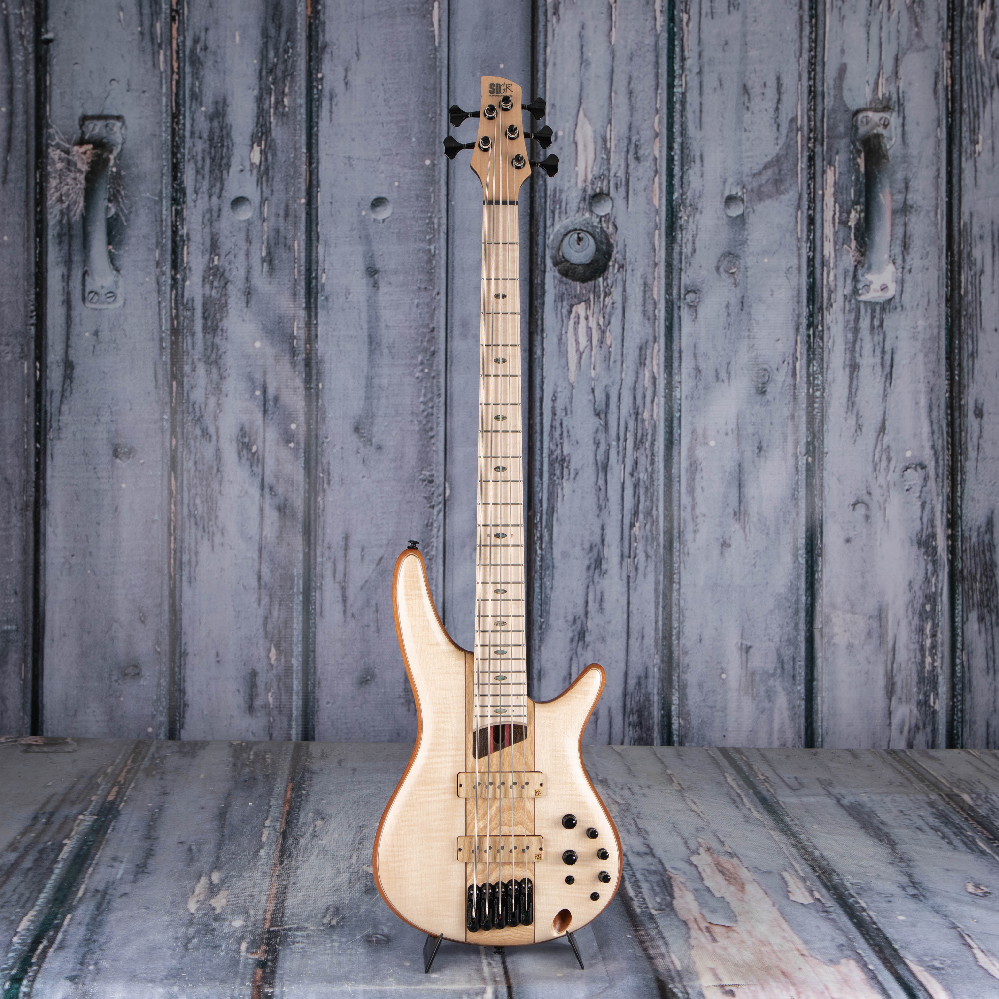Ibanez Premium SR5FMDX2 5-String Electric Bass Guitar, Natural Low Gloss, front