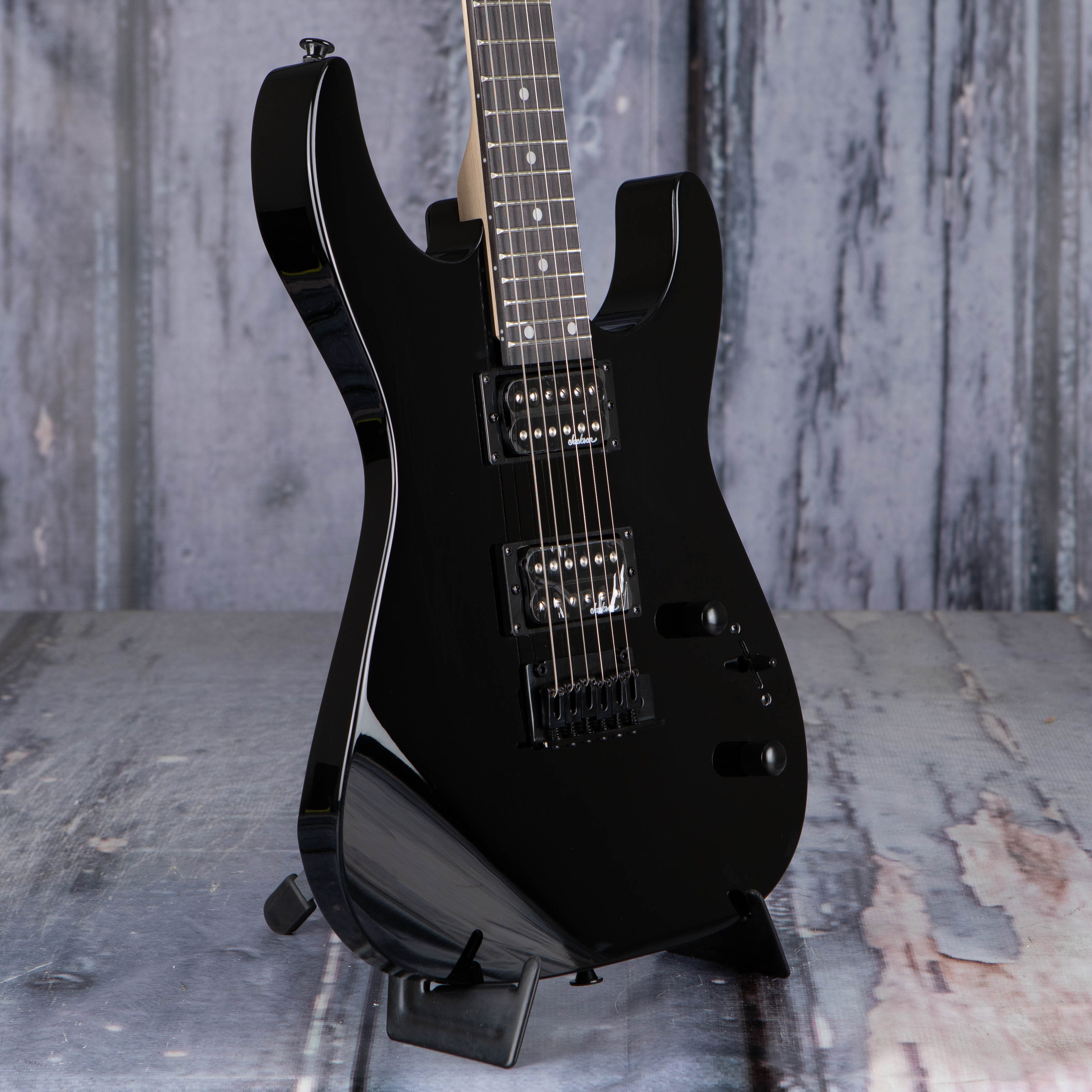 Jackson JS Series Dinky JS12 Electric Guitar, Gloss Black, angle