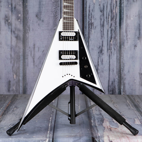 Jackson JS Series Rhoads JS32T Electric Guitar, White w/ Black Bevels, front closeup