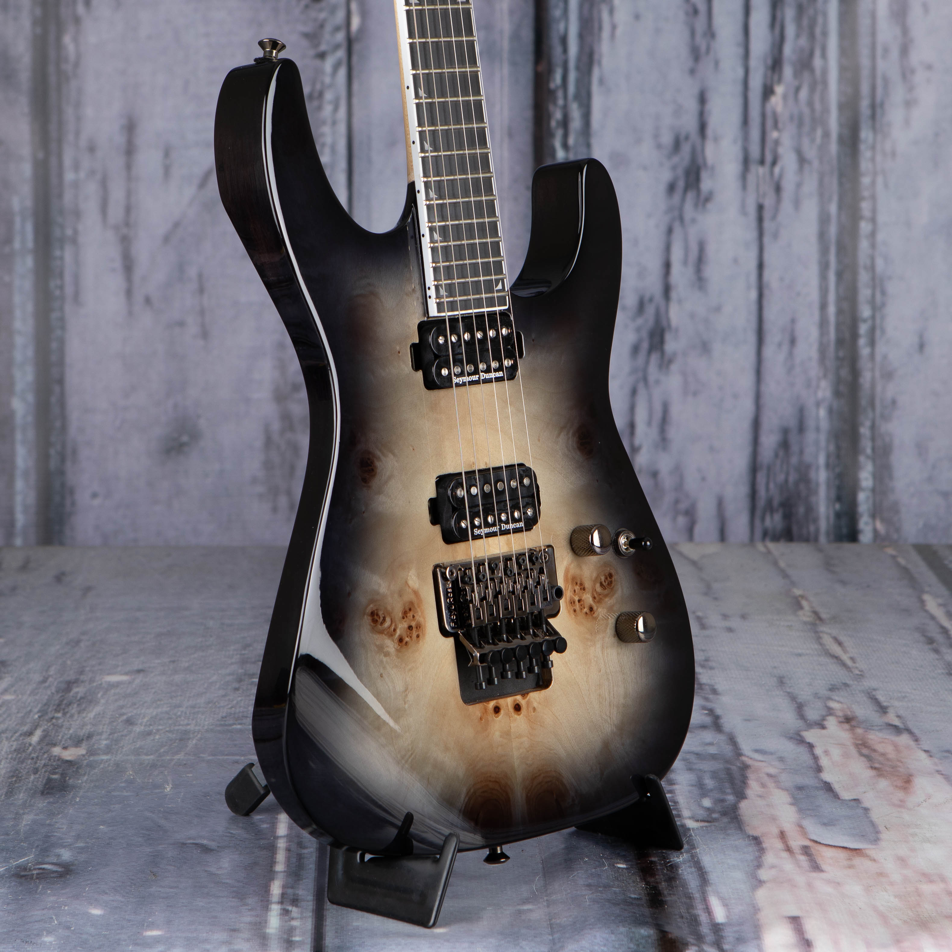 Jackson Pro Series Soloist SL2P MAH Electric Guitar, Transparent Black Burst, angle