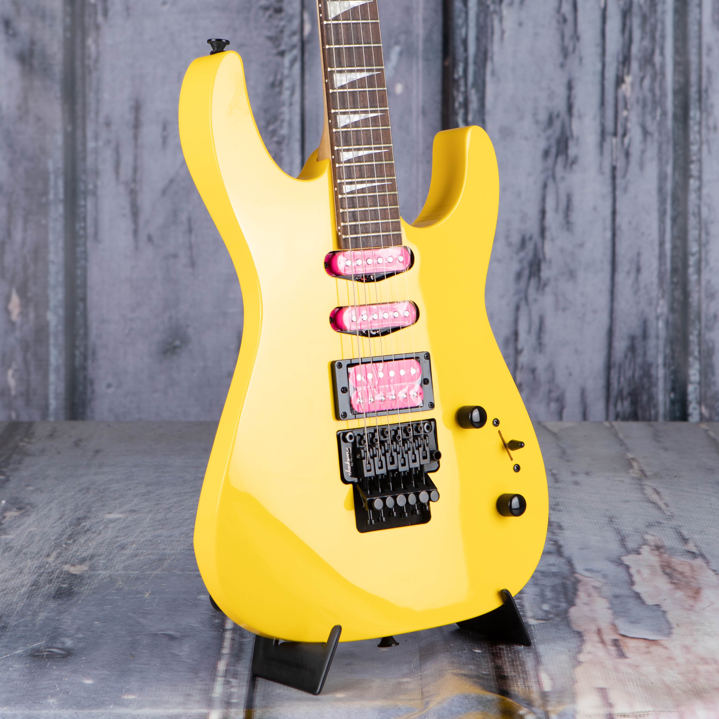 Jackson X Series Dinky DK3XR HSS Electric Guitar, Caution Yellow, angle