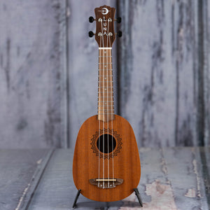 Luna Vintage Mahogany Pineapple Ukulele, Red Satin, front