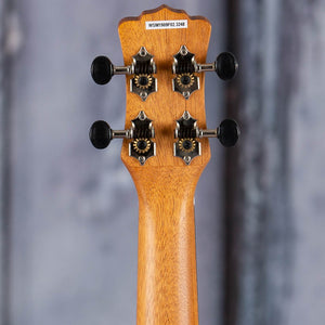 Luna Vintage Mahogany Pineapple Ukulele, Red Satin, back headstock