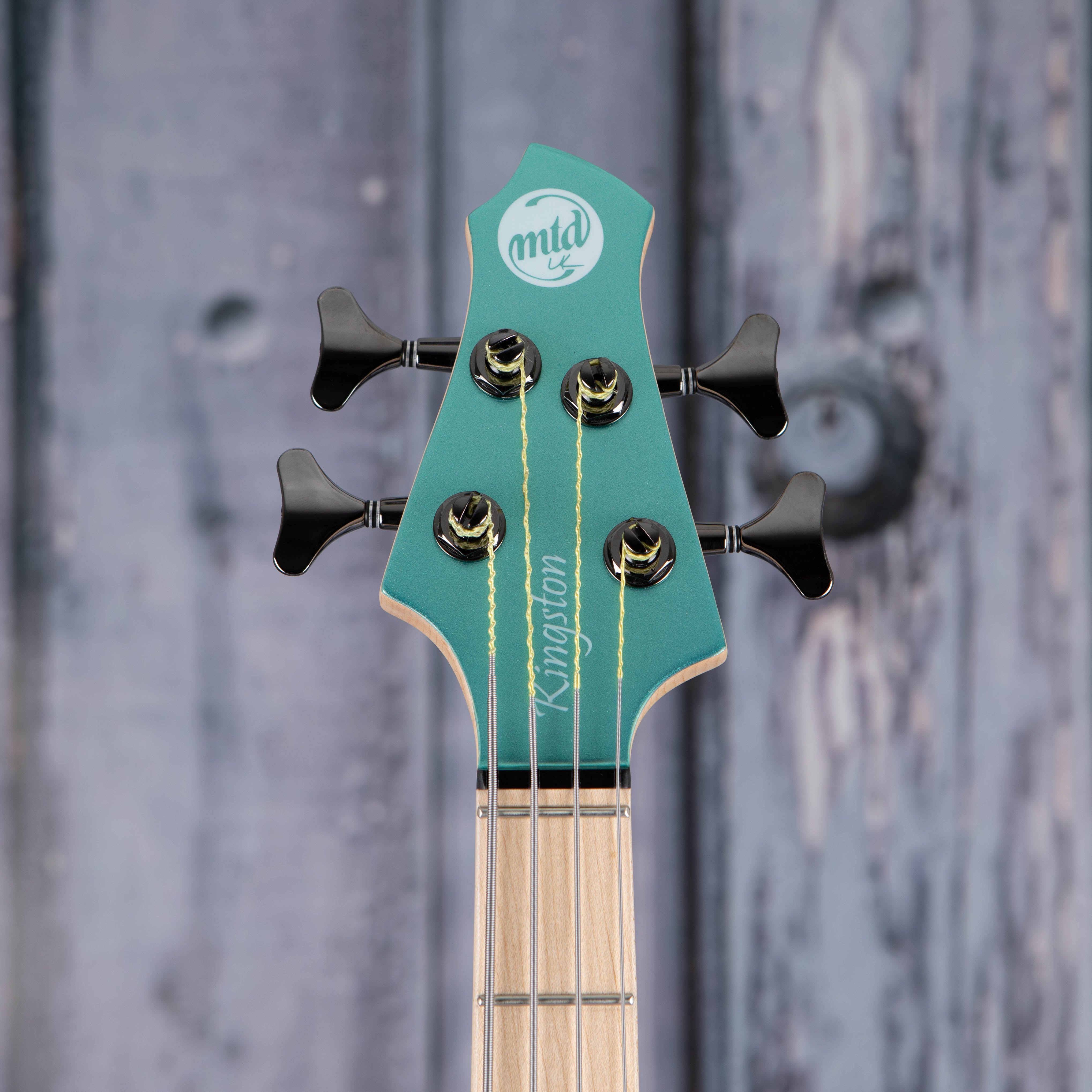 MTD Lynn Keller Signature 432-24 Electric Bass Guitar, Metallic Sea Foam Green, front headstock