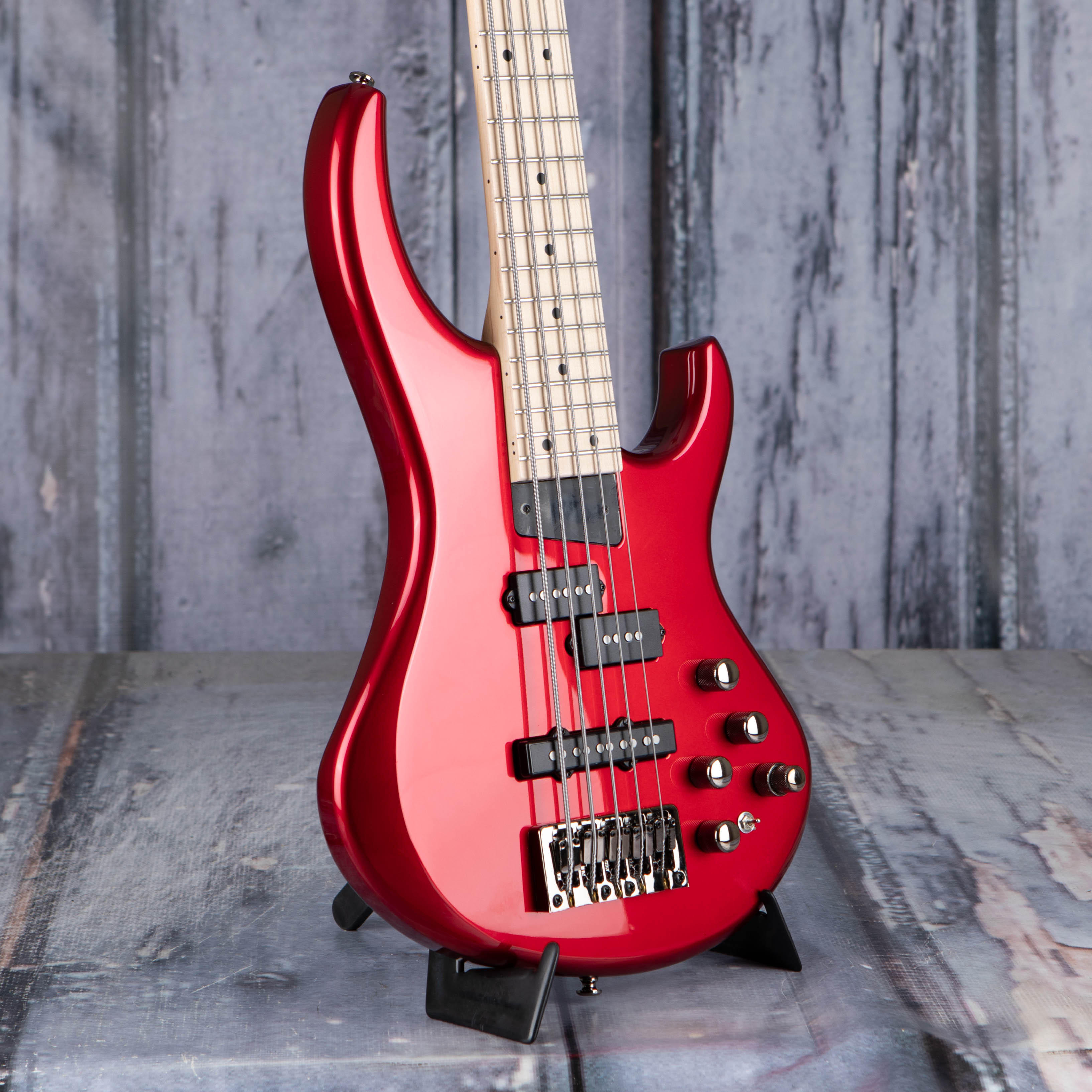 MTD Lynn Keller Signature 532-24 5-String Electric Bass Guitar, Candy Apple Red, angle