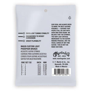 Martin Authentic Acoustic SP Strings, Model MA535, Custom Light, back