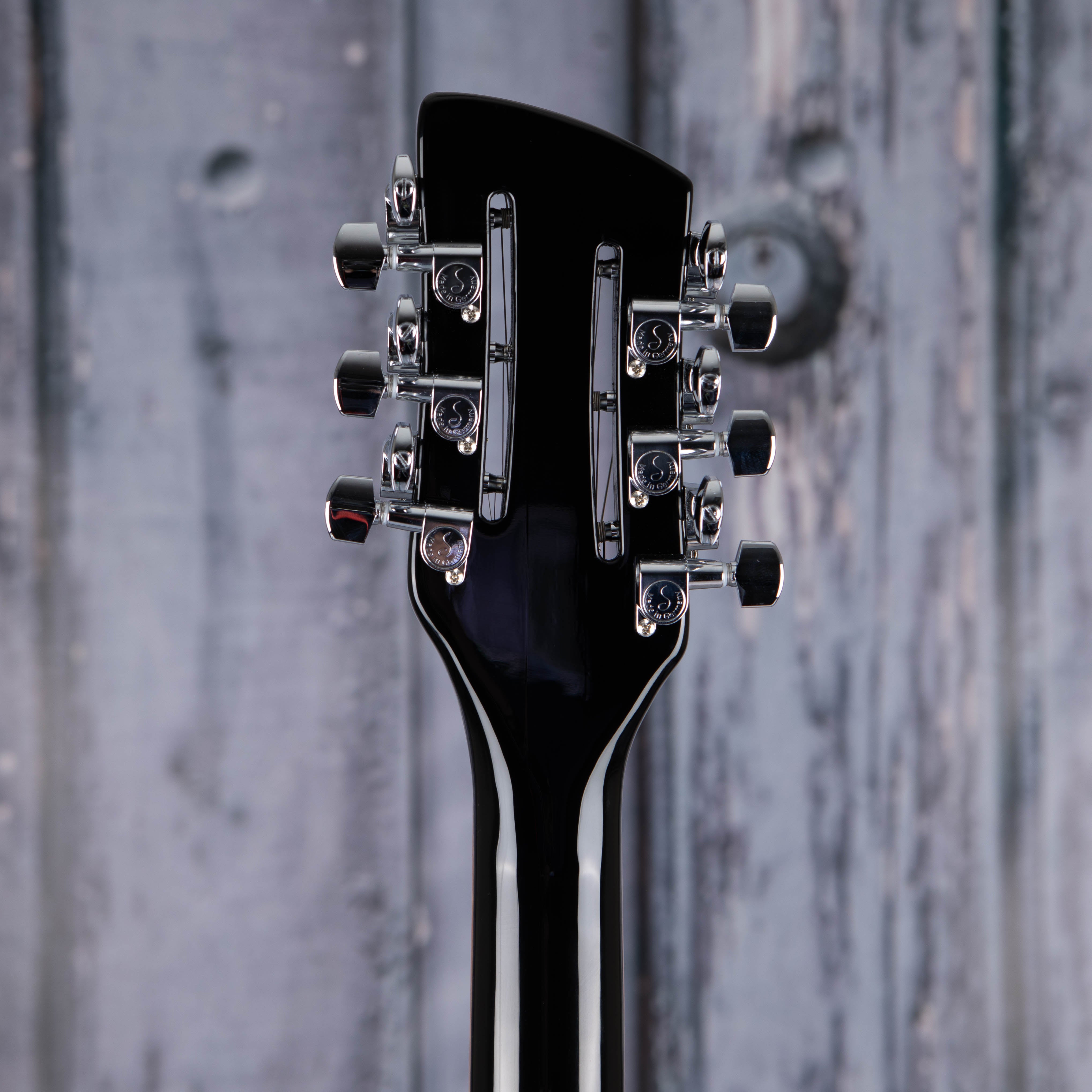 Rickenbacker 330/12JG Thinline Semi-Hollowbody Guitar, Jetglo, back headstock