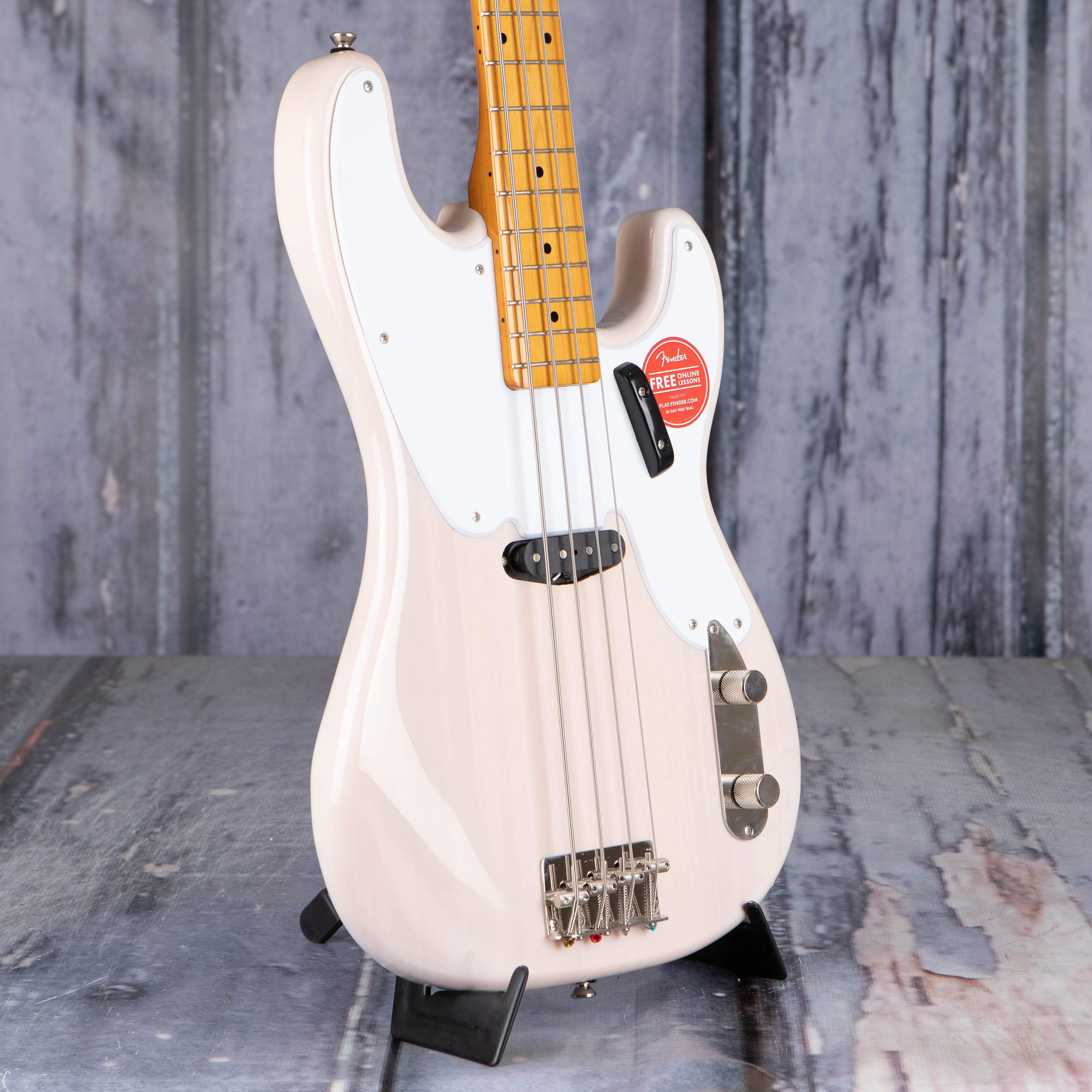 Squier Classic Vibe '50s Precision Bass Guitar, White Blonde, angle