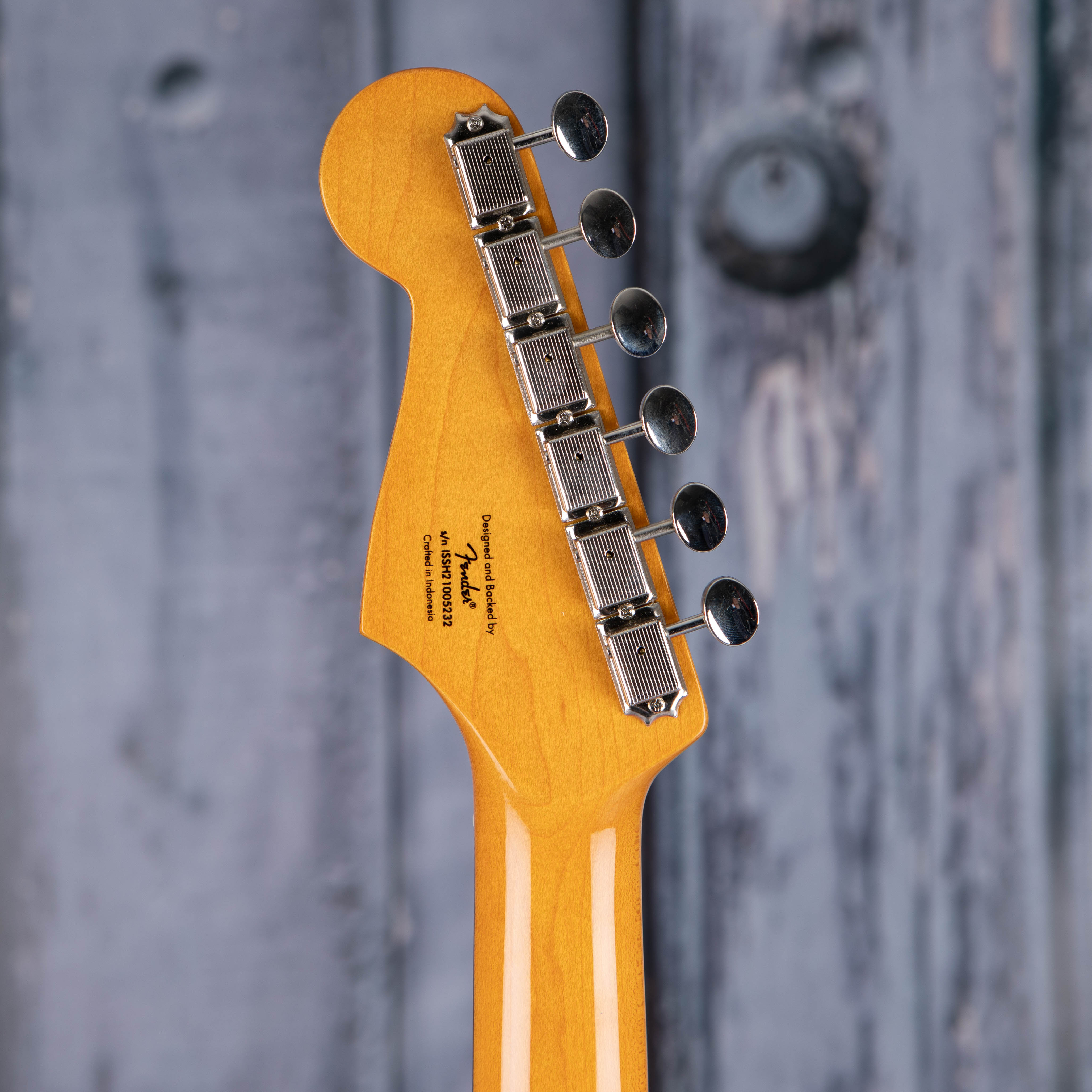 Squier Classic Vibe '60s Stratocaster Electric Guitar, Candy Apple Red, back headstock