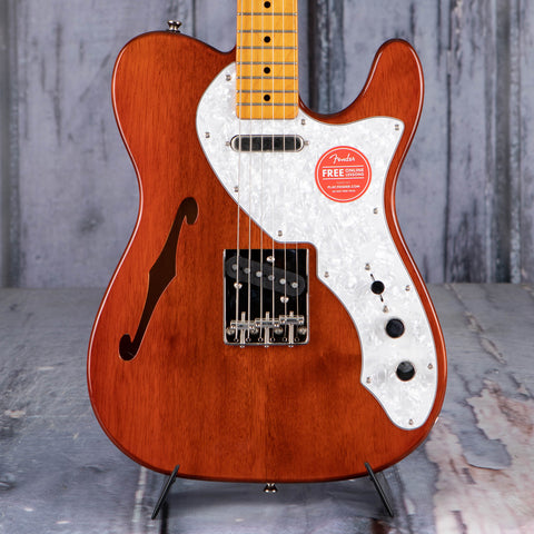 Squier Classic Vibe '60s Telecaster Thinline Semi-Hollowbody Guitar, Natural, front closeup