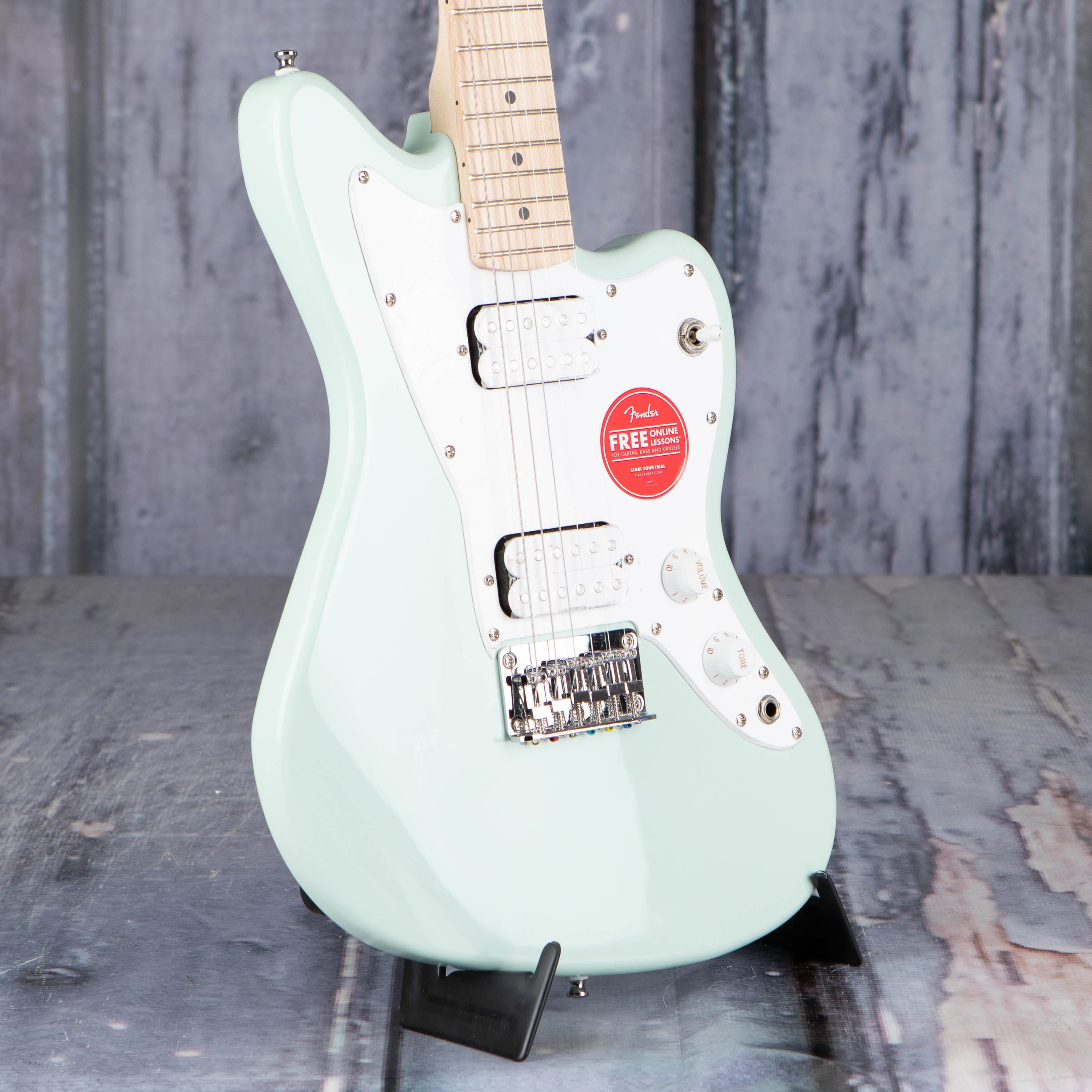 Squier Mini Jazzmaster HH Electric Guitar, Surf Green, angle
