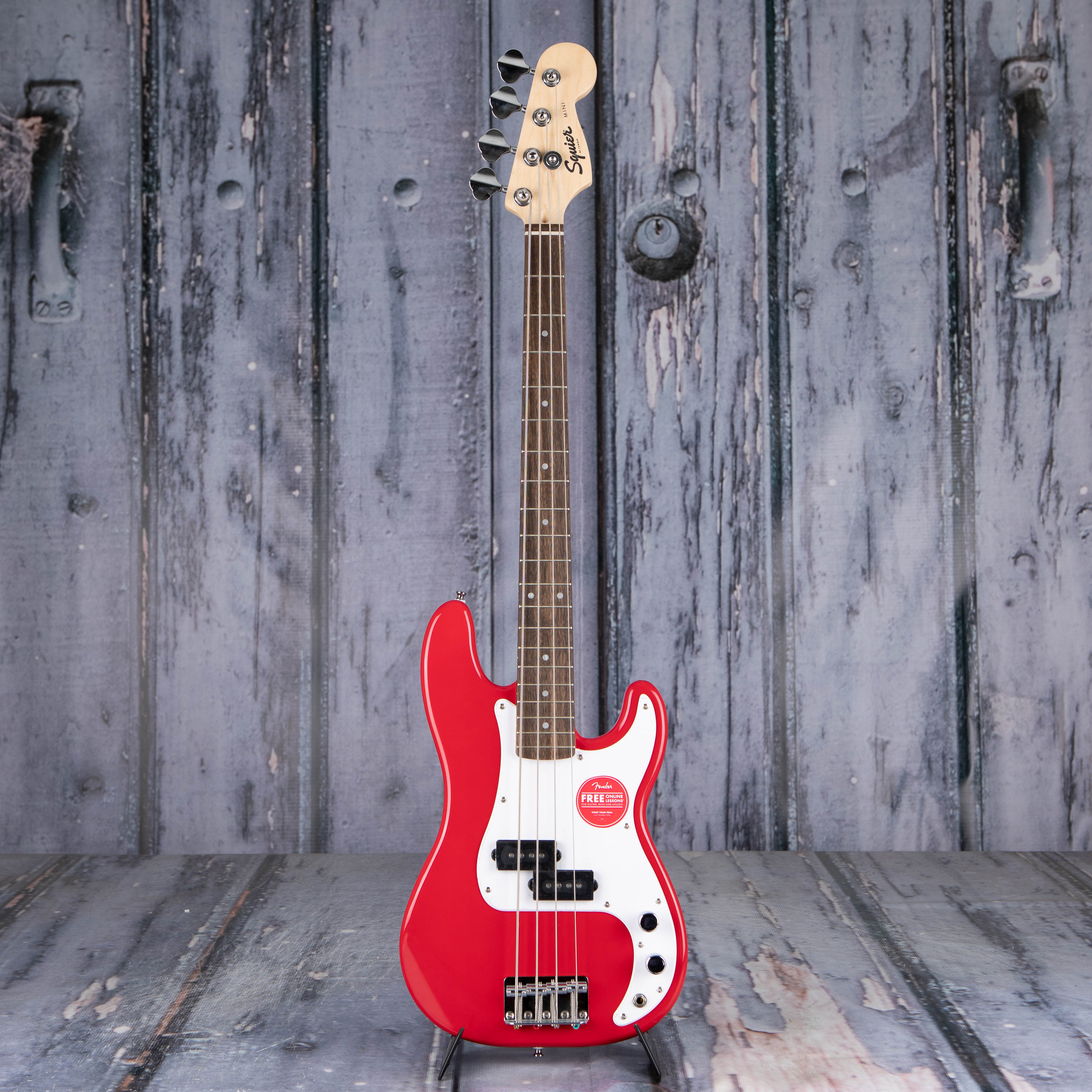 Squier Mini Precision Bass Guitar, Dakota Red, front