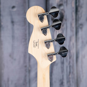 Squier Mini Precision Bass Guitar, Dakota Red, back headstock