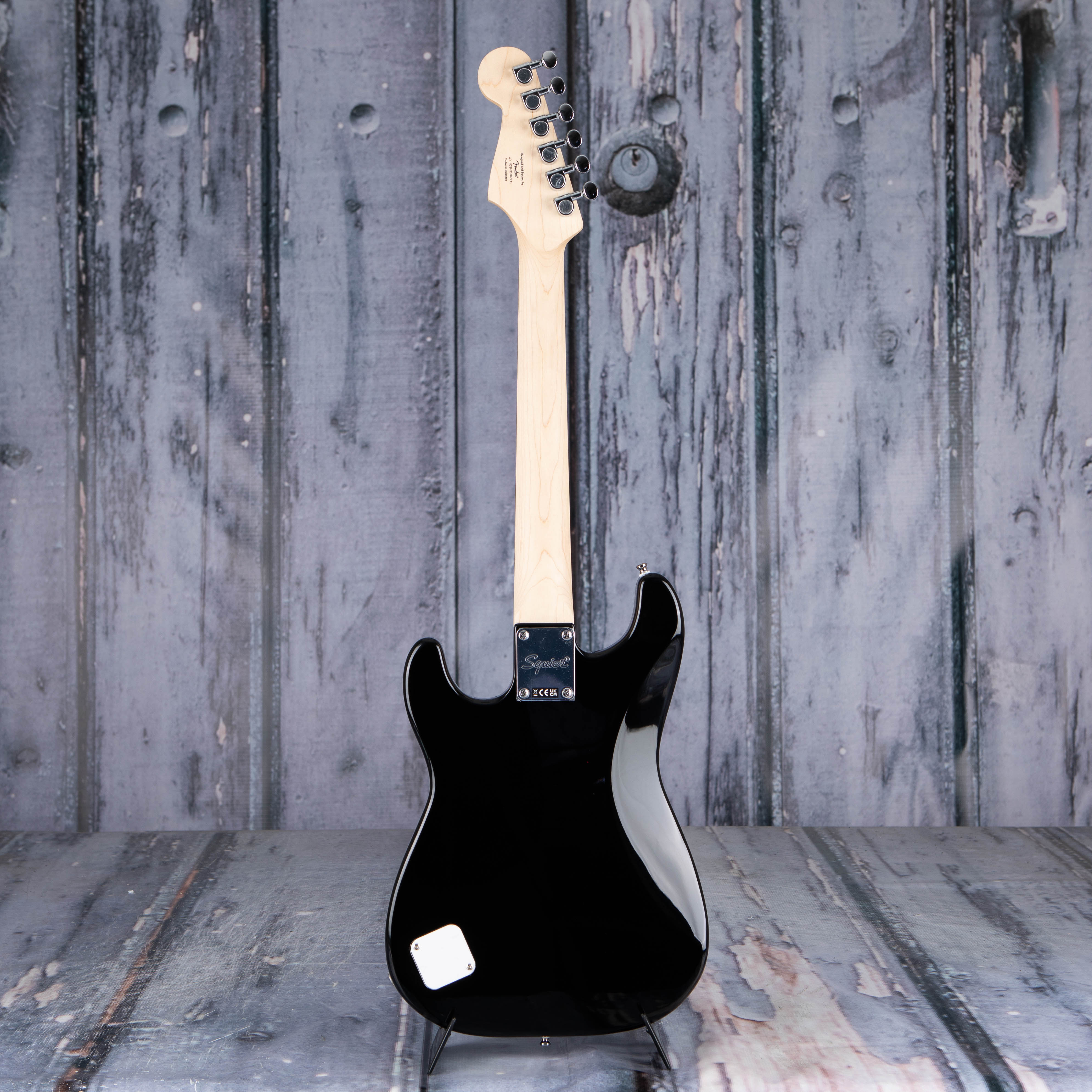 Squier Mini Stratocaster Electric Guitar, Black, back