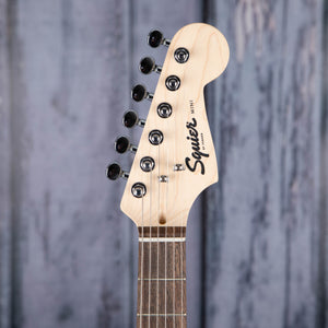 Squier Mini Stratocaster Electric Guitar, Black, front headstock