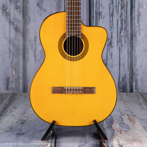 Takamine GC1CE-NAT Classical Acoustic/Electric Guitar, Natural, front closeup
