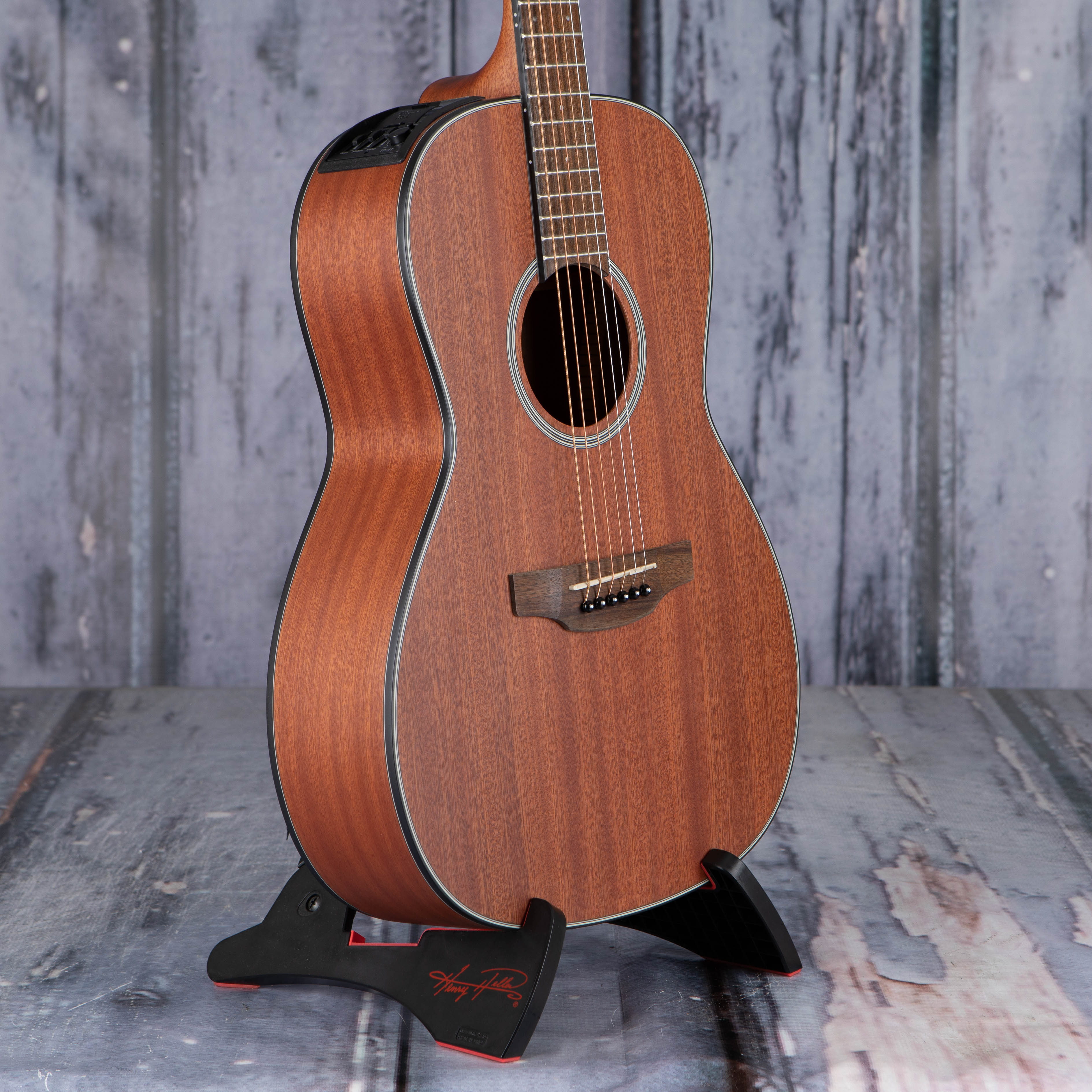 Takamine GY11ME New Yorker Acoustic/Electric Guitar, Natural Satin, angle