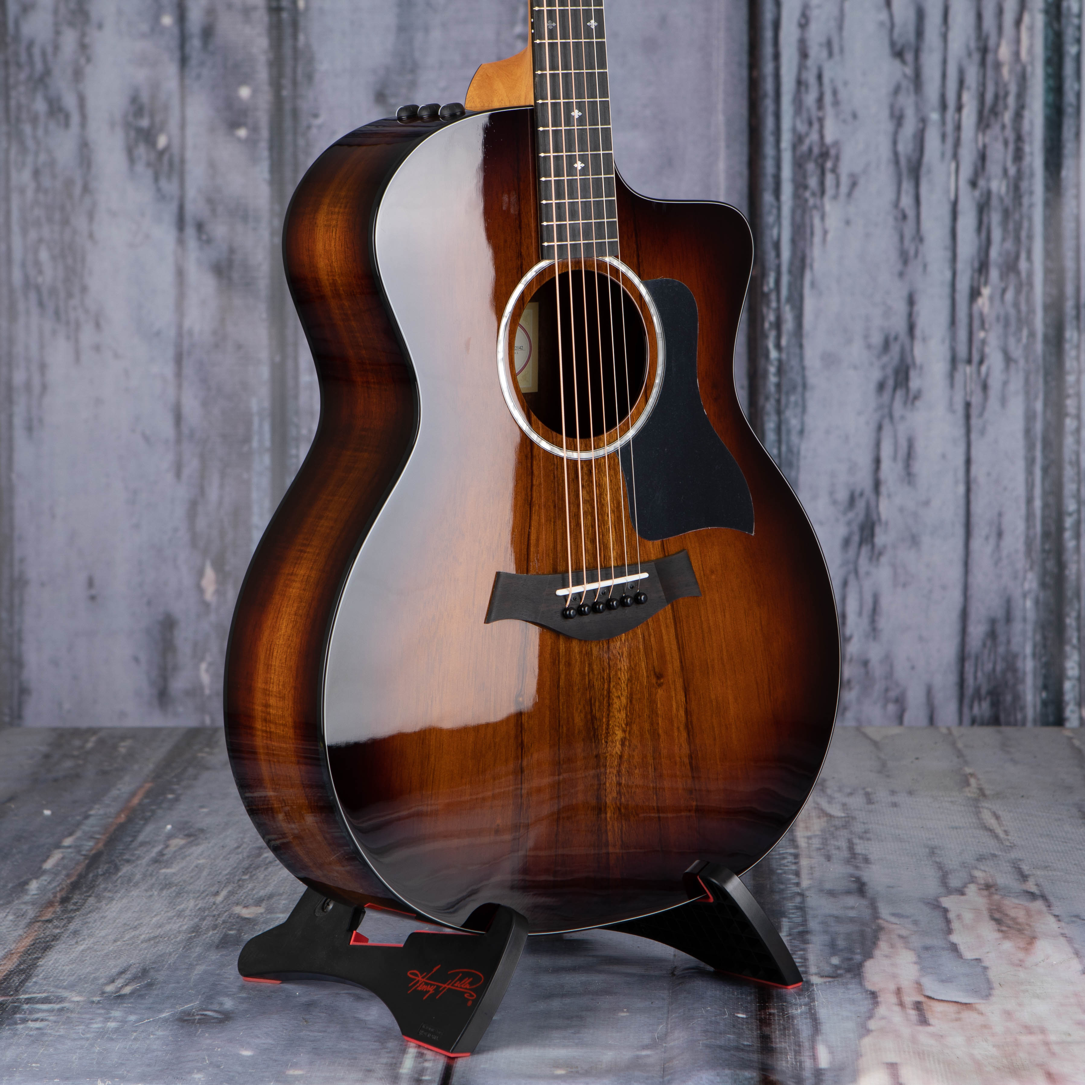 Taylor 224ce-K DLX Acoustic/Electric Guitar, Shaded Edgeburst, angle