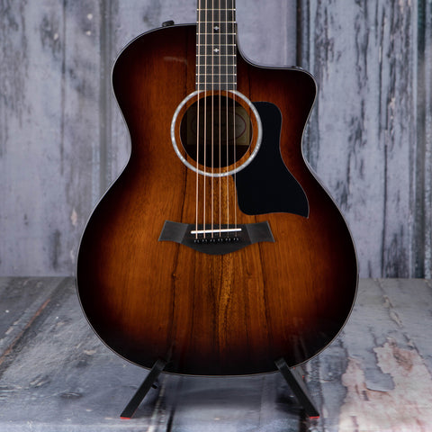 Taylor 224ce-K DLX Acoustic/Electric Guitar, Shaded Edgeburst, front closeup