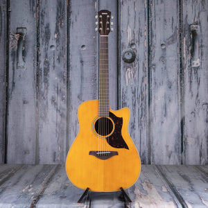 Yamaha A1R Dreadnought Acoustic/Electric Guitar, Vintage Natural, front