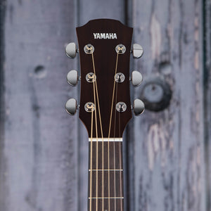 Yamaha A1R Dreadnought Acoustic/Electric Guitar, Vintage Natural, front headstock