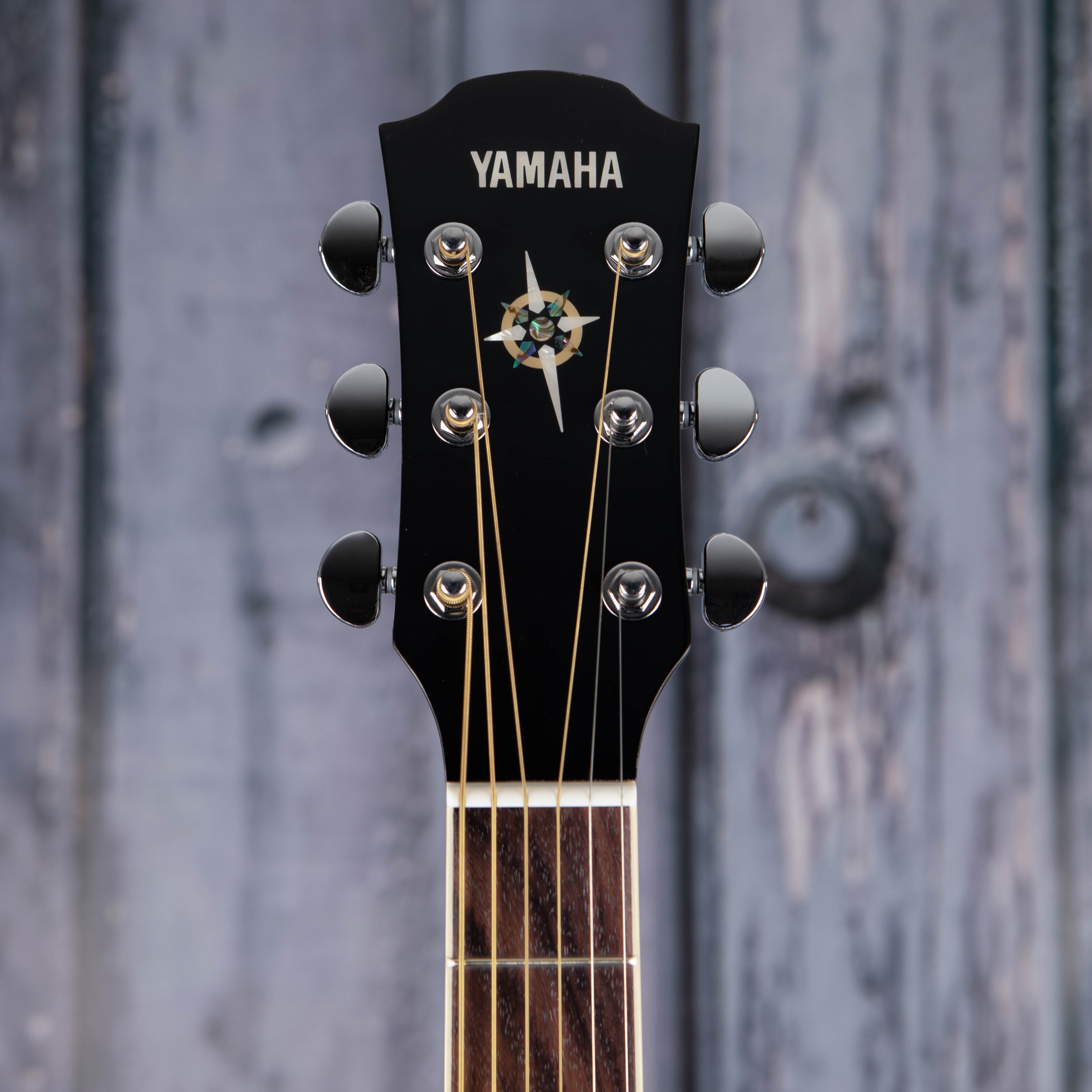 Yamaha CPX600 Medium Jumbo Cutaway Acoustic/Electric Guitar, Black, front headstock