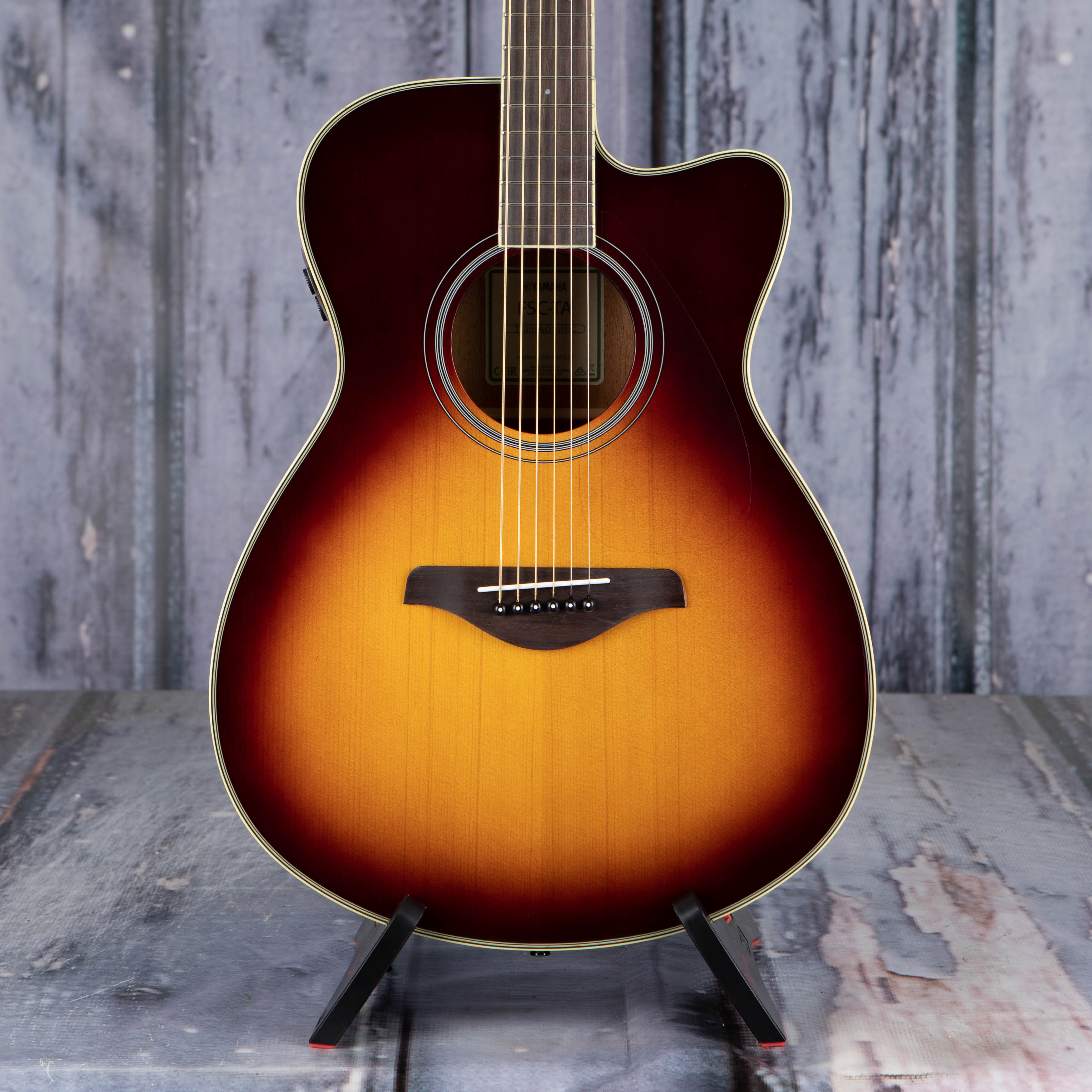 Yamaha FSC-TA TransAcoustic Concert Acoustic/Electric, Brown Sunburst, front closeup