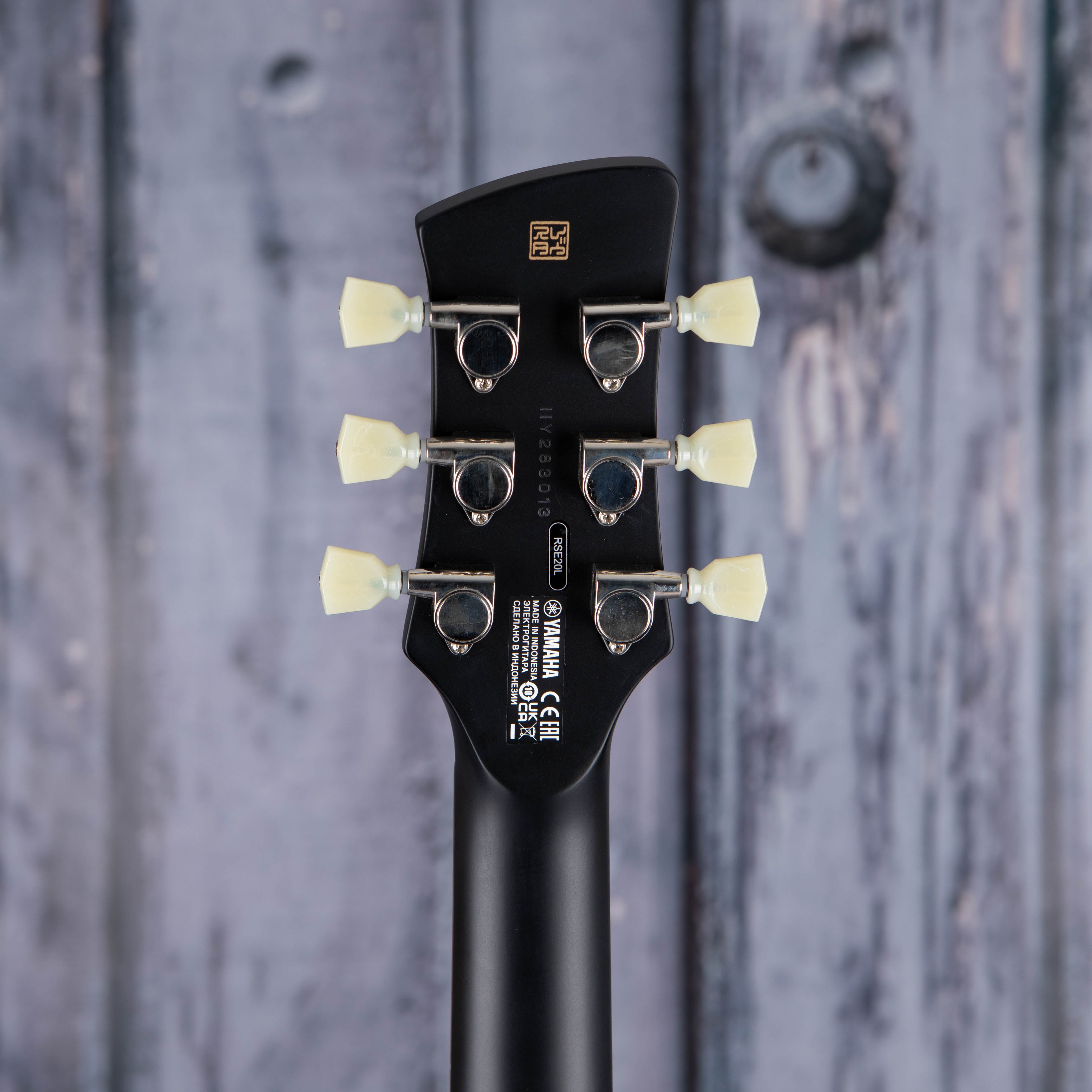 Yamaha Revstar Element RSE20 Left-Handed Electric Guitar, Black, back headstock
