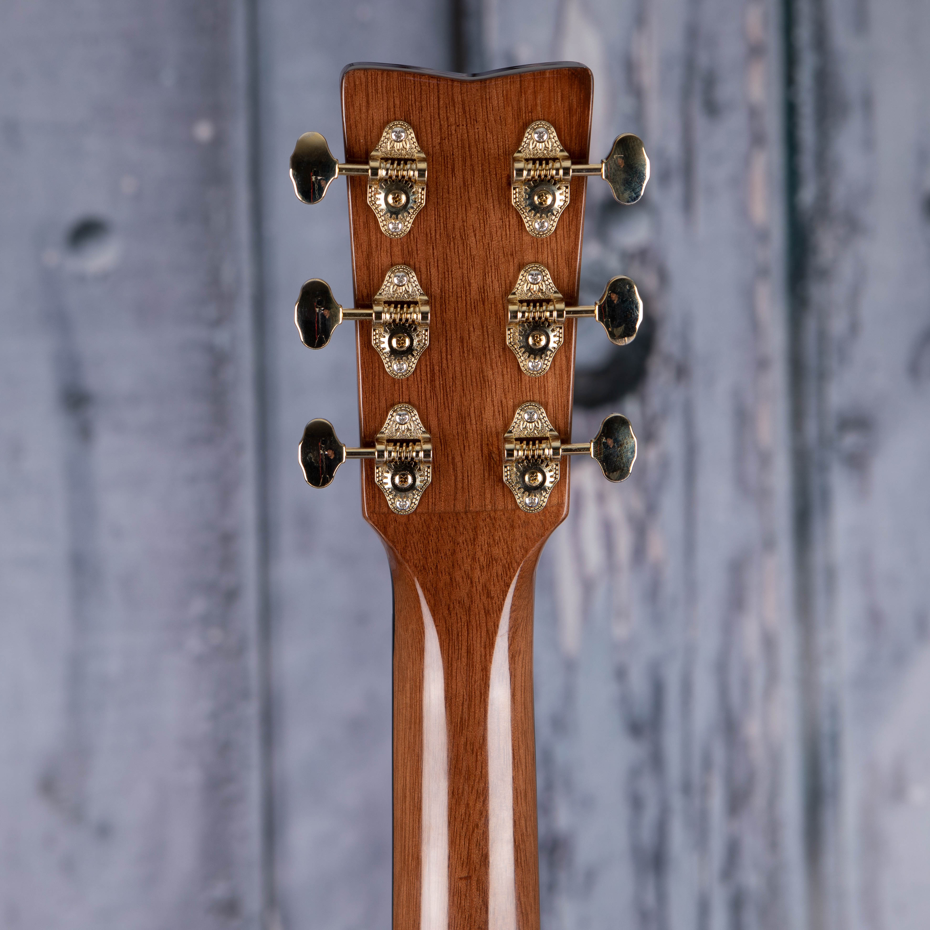 Yamaha Storia III Acoustic/Electric Guitar, Chocolate Brown, back headstock