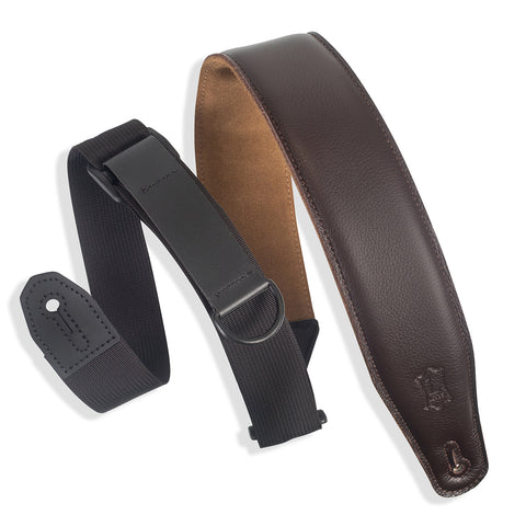 Levy's Right Height Garment Padded 2.5" Guitar Strap, Dark Brown
